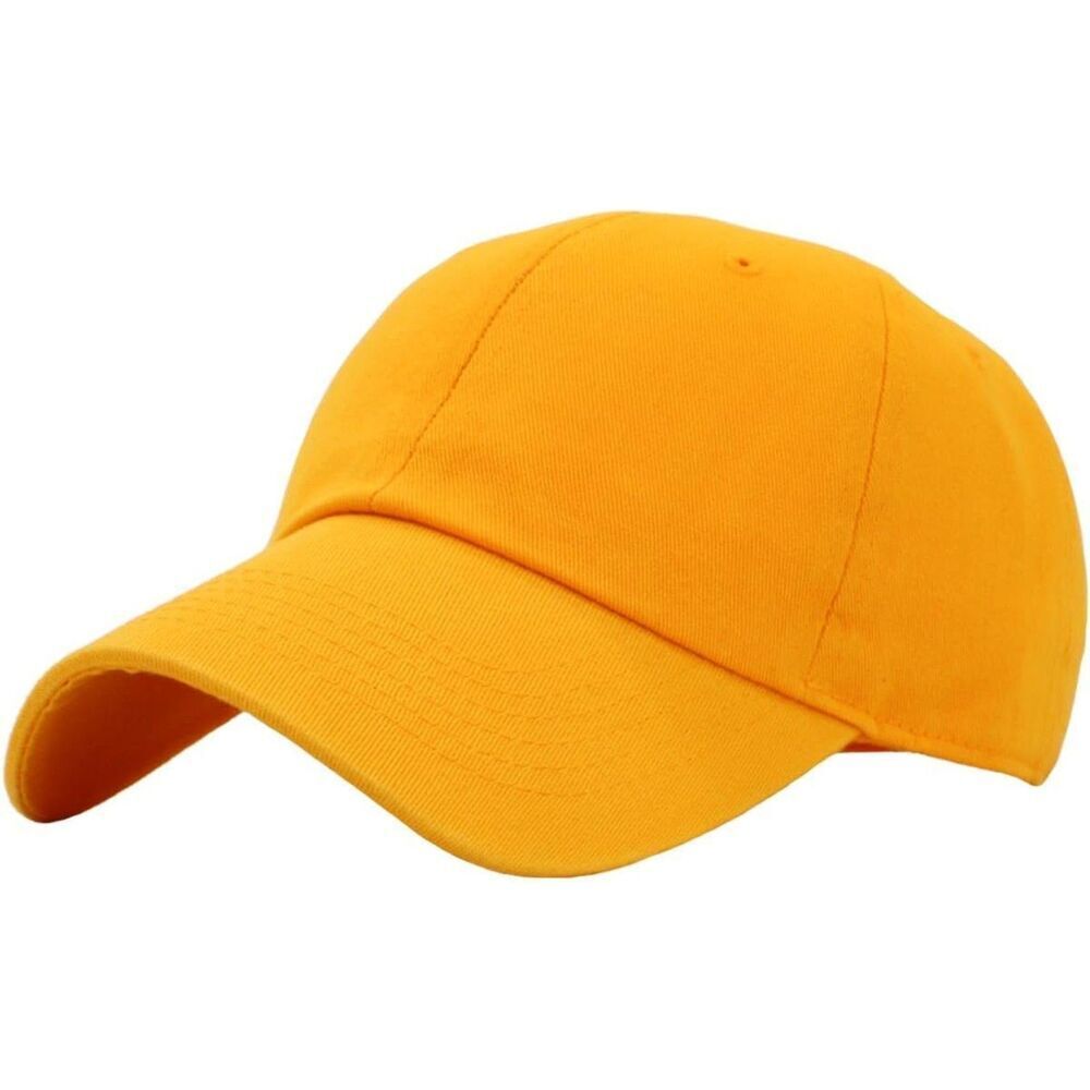 Unisex Gold Washed 100% Cotton  Adjustable Classic Crown Baseball Plain Dad Hat